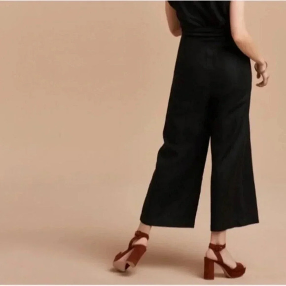 WILFRED Brax Linen Wrap Jumpsuit Wide Leg V Neck Cap Sleeve Black Aritzia 0 - Picture 4 of 11